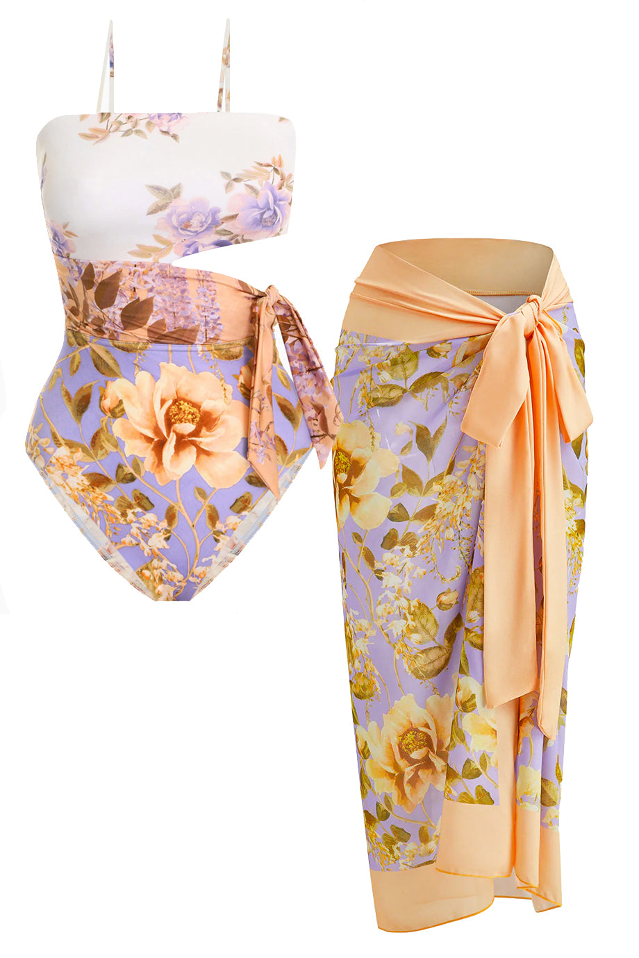 Fioraluna Ολόσωμο Μαγιό και Παρεό Σετ | Μαγιό - Ολόσωμα - Swimwear One Piece | Fioraluna One Piece Swimsuit and Pareo Set