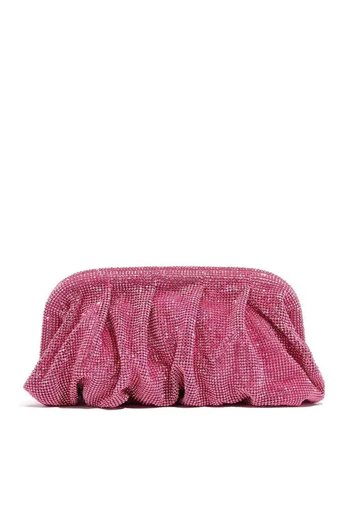 Golden Gleam Ροζ Τσαντάκι με Κρύσταλλα