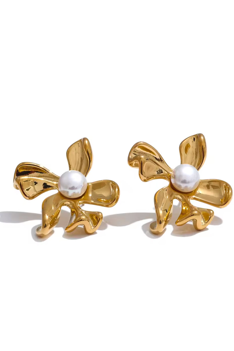 Fleurine Σκουλαρίκια Λουλούδι με Πέρλα | Κοσμήματα Jewelry | Fleurine Flower Pearl Earrings