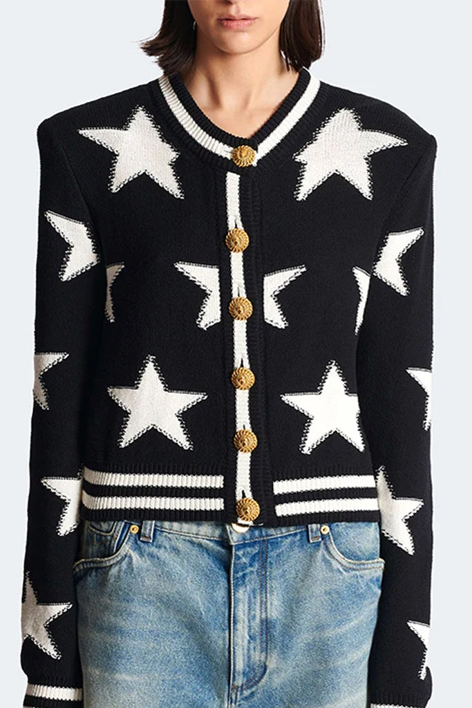 My Stars Πλεκτή Ζακέτα με Αστέρια | Μπλούζες - Πουλόβερ - Πλεκτά - Knitwear | My Stars Knit Cardigan Top with Stars