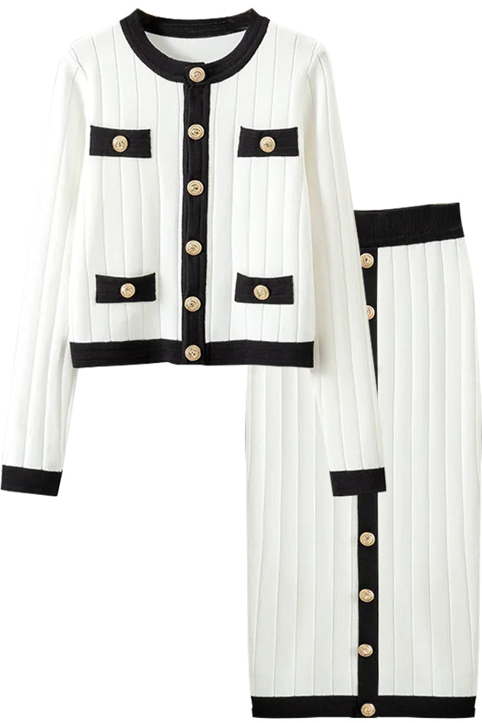 Salina Πλεκτό Σετ Ζακέτα και Φούστα