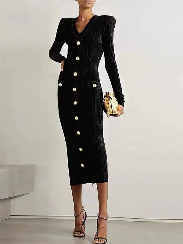 Sorrento Μαύρο Βελούδινο Φόρεμα