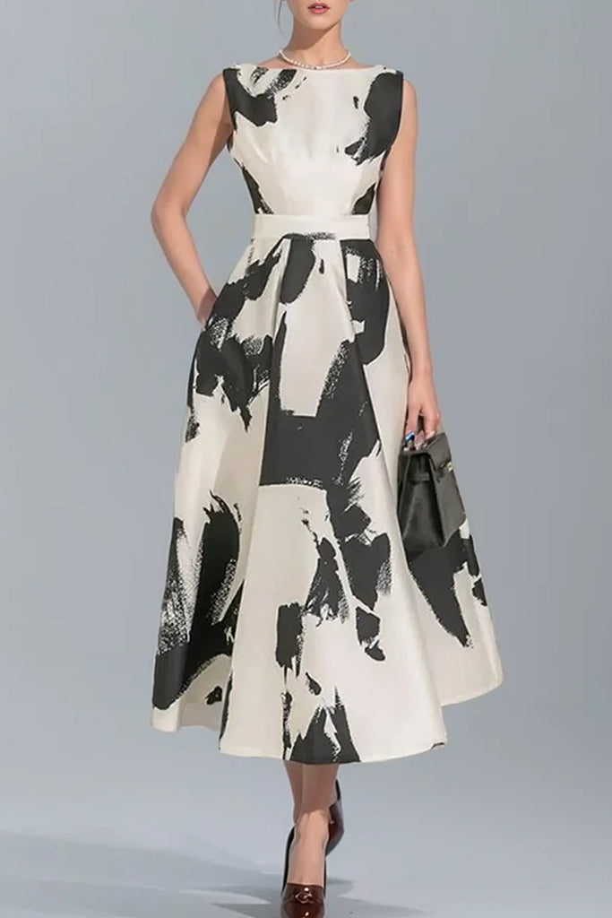 Anaya Ασπρόμαυρο Μίντι Φόρεμα | Γυναικεία Ρούχα - Φορέματα | Anaya Printed Midi Dress