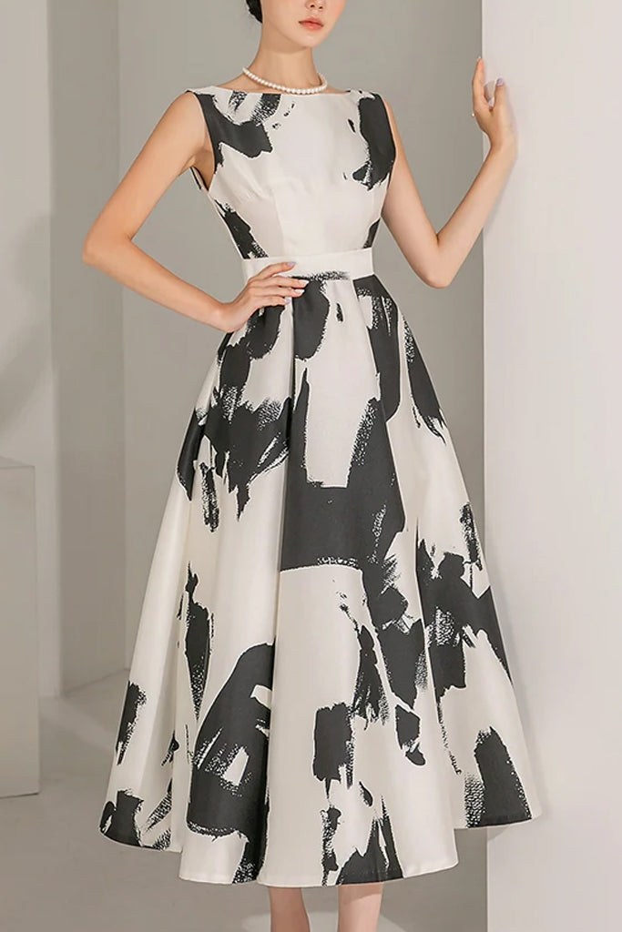 Anaya Ασπρόμαυρο Μίντι Φόρεμα | Γυναικεία Ρούχα - Φορέματα | Anaya Printed Midi Dress