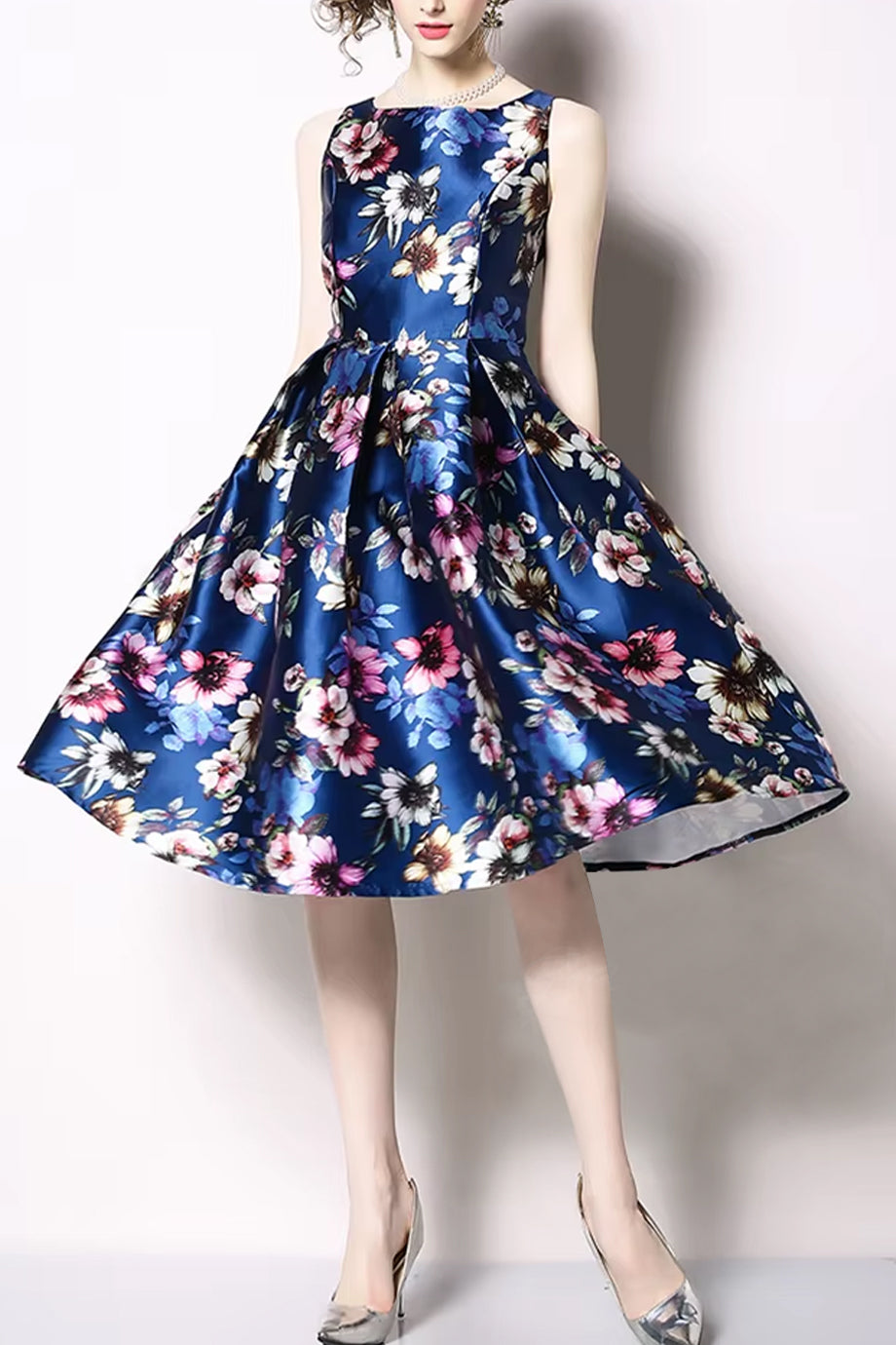 Margo Μπλε Φλοράλ Φόρεμα | Γυναικεία Ρούχα - Φορέματα | Margo Blue Floral Dress