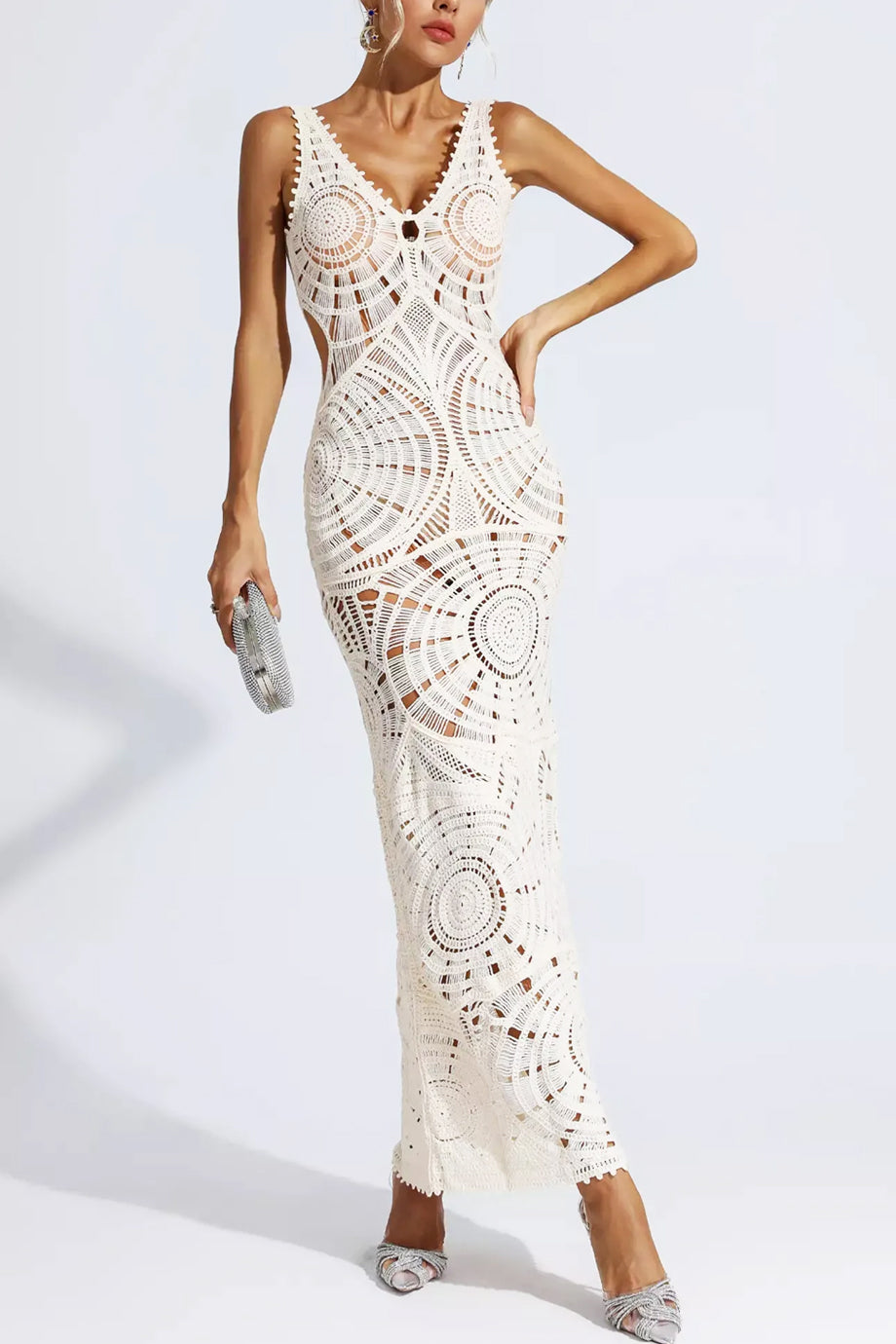 Daisy Lace Μακρύ Φόρεμα Δαντέλα | Γυναικεία Ρούχα - Φορέματα - Βραδινά | Daisy Lace Cutout Maxi Dress