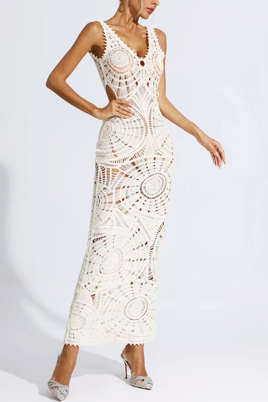 Daisy Lace Μακρύ Φόρεμα Δαντέλα | Γυναικεία Ρούχα - Φορέματα - Βραδινά | Daisy Lace Cutout Maxi Dress
