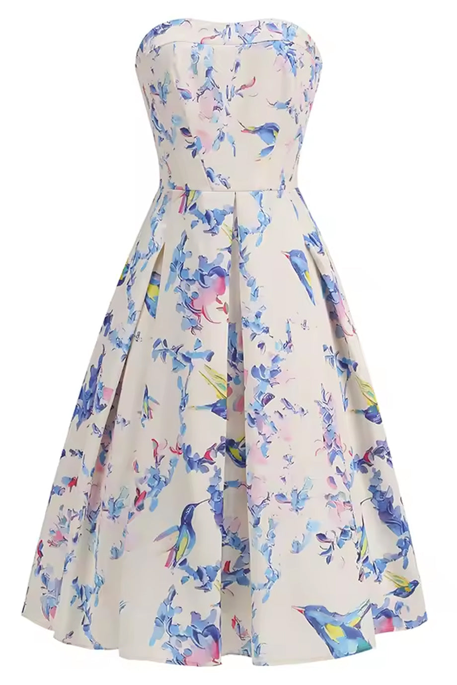 Aurora’s Touch Εμπριμέ Στραπλες Φόρεμα | Βραδινά Φορέματα - Evening Dresses | Aurora’s Touch Floral Strapless Flared Dress