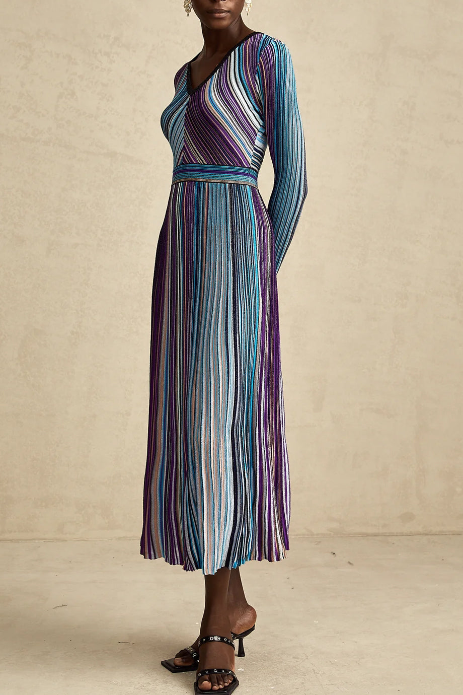 Mathilde Πλεκτό Μίντι Φόρεμα με Ρίγες | Φορέματα - Dresses | Mathilde Metallic Striped Knit Midi Dress