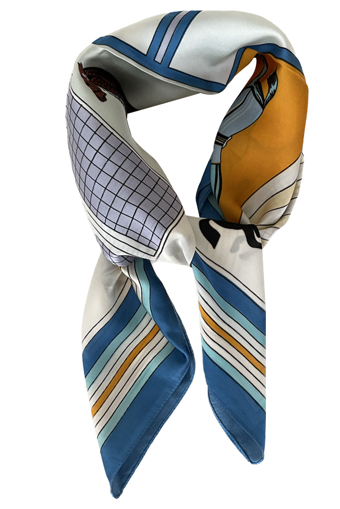 Horse Riding Γαλάζιο Εμπριμέ Φουλάρι με Άλογα