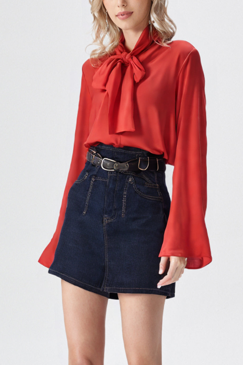 Sorrell Κοραλί Σατέν Πουκάμισο | Γυναικεία Ρούχα - Πουκάμισα Τοπ | Sorrell Coral Satin Shirt