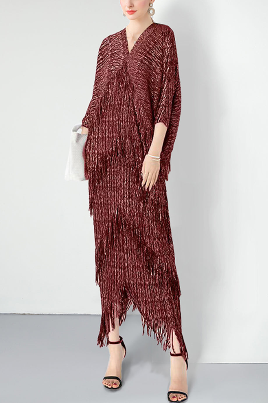 Garbo Μακρύ Φόρεμα με Πιέτες και Κρόσσια