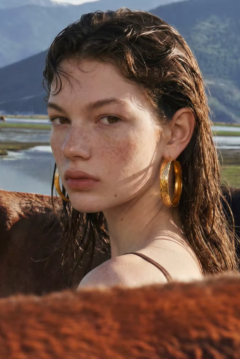 Lunara Χρυσά Σκουλαρίκια Κρίκοι | Σκουλαρίκια - Earrings | Lunara Gold Hoop Earrings