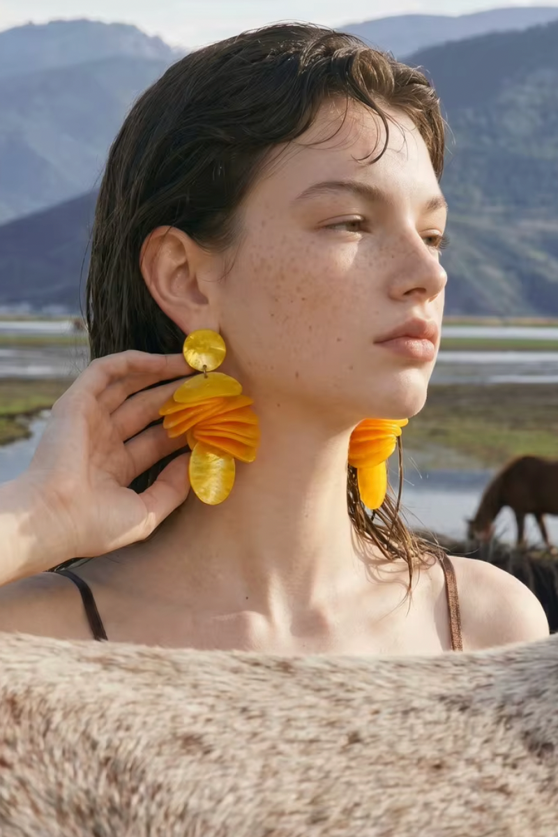 Marielle Μακρυά Shell-Effect Σκουλαρίκια | Σκουλαρίκια - Earrings | Marielle Long Shell-Effect Earrings