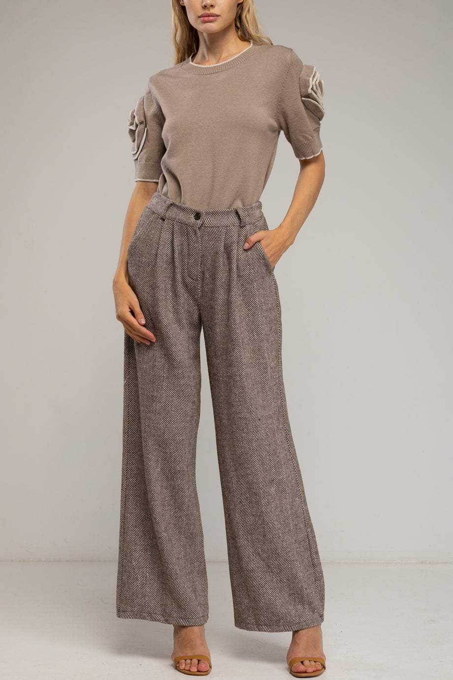 Florisse Μπλούζα με Κοντά Μανίκια και Λουλούδια | Τοπ, Μπλούζες Knits Knitwear| Florisse Top with Floral Sleeve Details