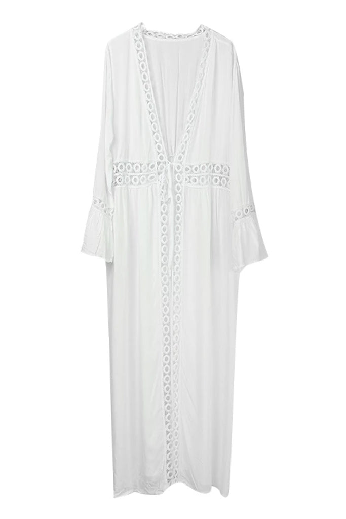 Adrianne Λευκό Μάξι Καφτάνι Κιμονό | Γυναικεία Ρούχα - Καφτάνια - Κιμονό - Beachwear - Loungewear