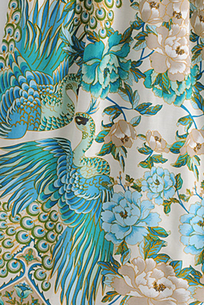 Asuka Γαλάζιο Πολύχρωμο Εμπριμέ Κιμονό