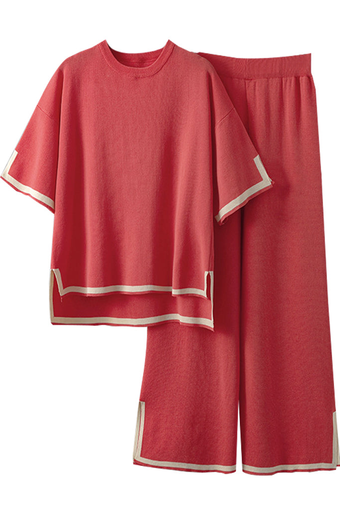 Kotery Μπεζ Πλεκτό Σετ Τοπ και Παντελόνι