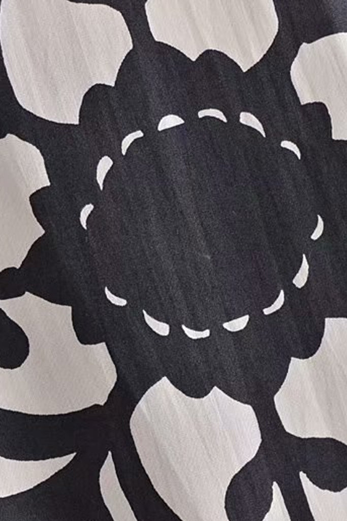 Zahelda Ασπρόμαυρο Φλοράλ Φόρεμα | Γυναικεία Ρούχα - Φορέματα