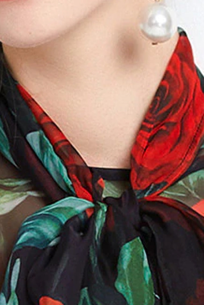 Zoya Μαύρο Πολύχρωμο Εμπριμέ Φόρεμα | Γυναικεία Ρούχα - Βραδινά Φορέματα