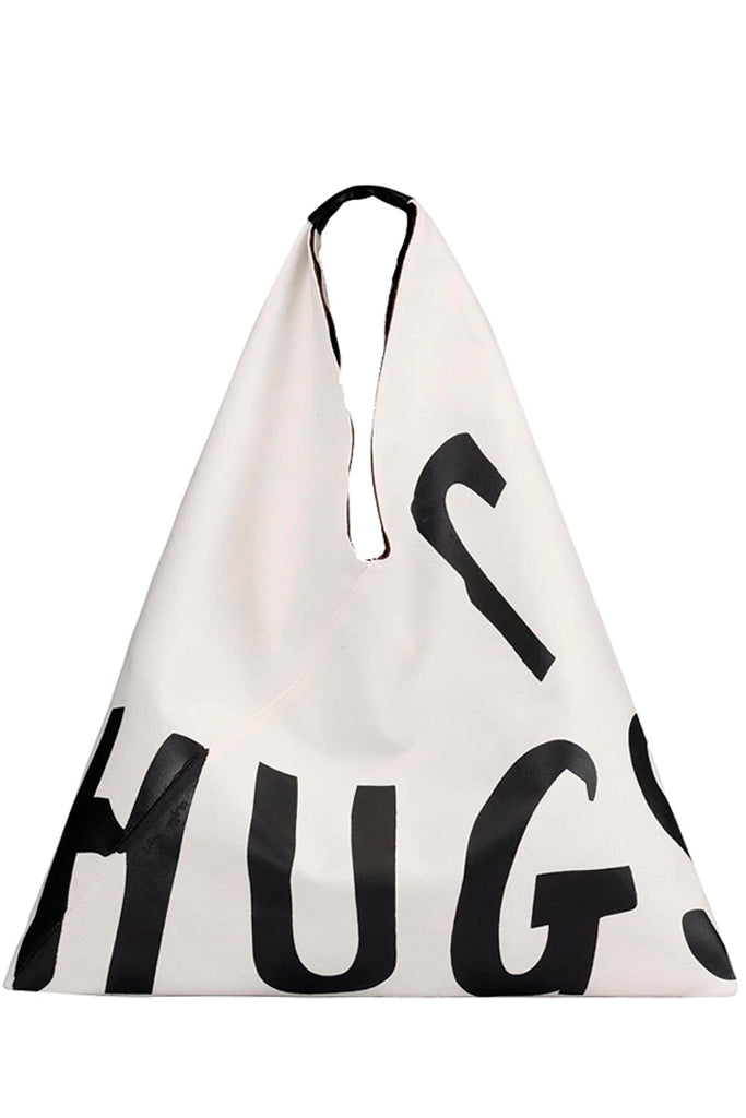 Hugs Λευκή Υφασμάτινη Τσάντα Shopping Bag