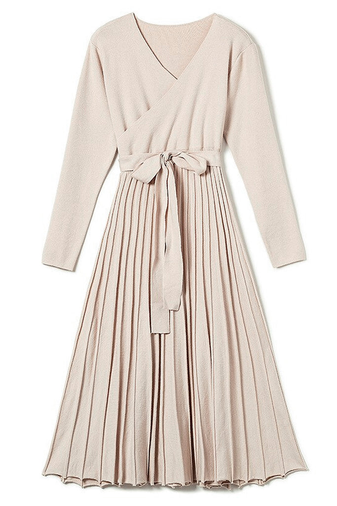 Ursa Ιβουάρ Πλεκτό Φόρεμα με Πιέτες