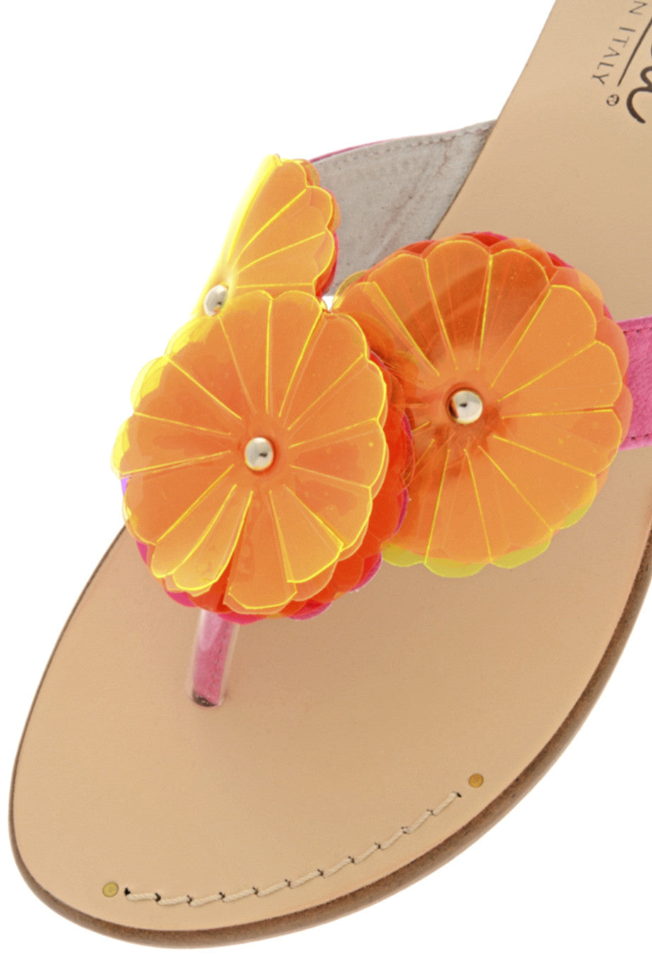 Δερμάτινα Σανδάλια με Λουλούδια | Γυναικεία Παπούτσια