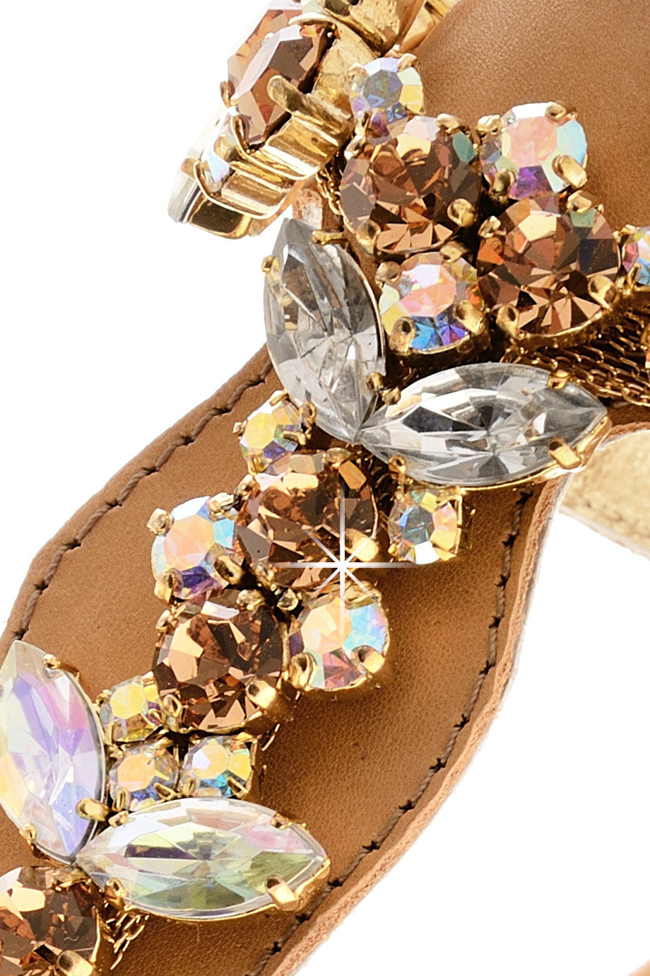 Μπρονσέ Σανδάλια με Κρύσταλλα | Γυναικεία Παπούτσια