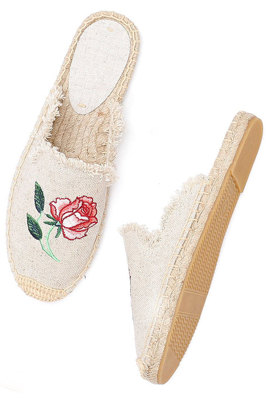 Rosy Μπεζ Εσπαντρίγιες με Κέντημα | Γυναικεία Παπούτσια - Εσπαντρίγιες