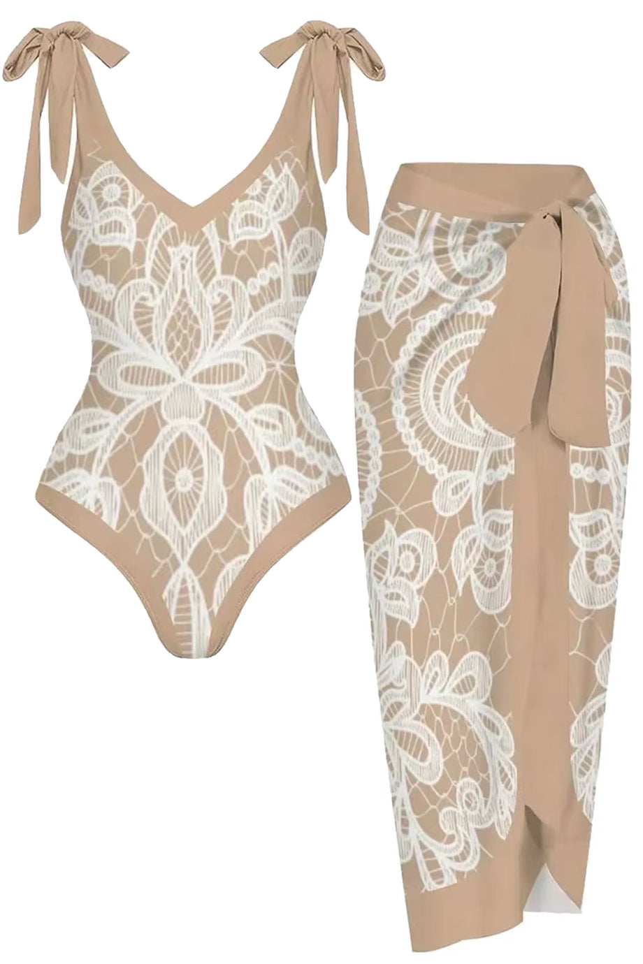 Isalene Ολόσωμο Μαγιό και Παρεό Σετ | Μαγιό - Ολόσωμα - Swimwear One Piece | Isalene One Piece Swimsuit and Pareo Set