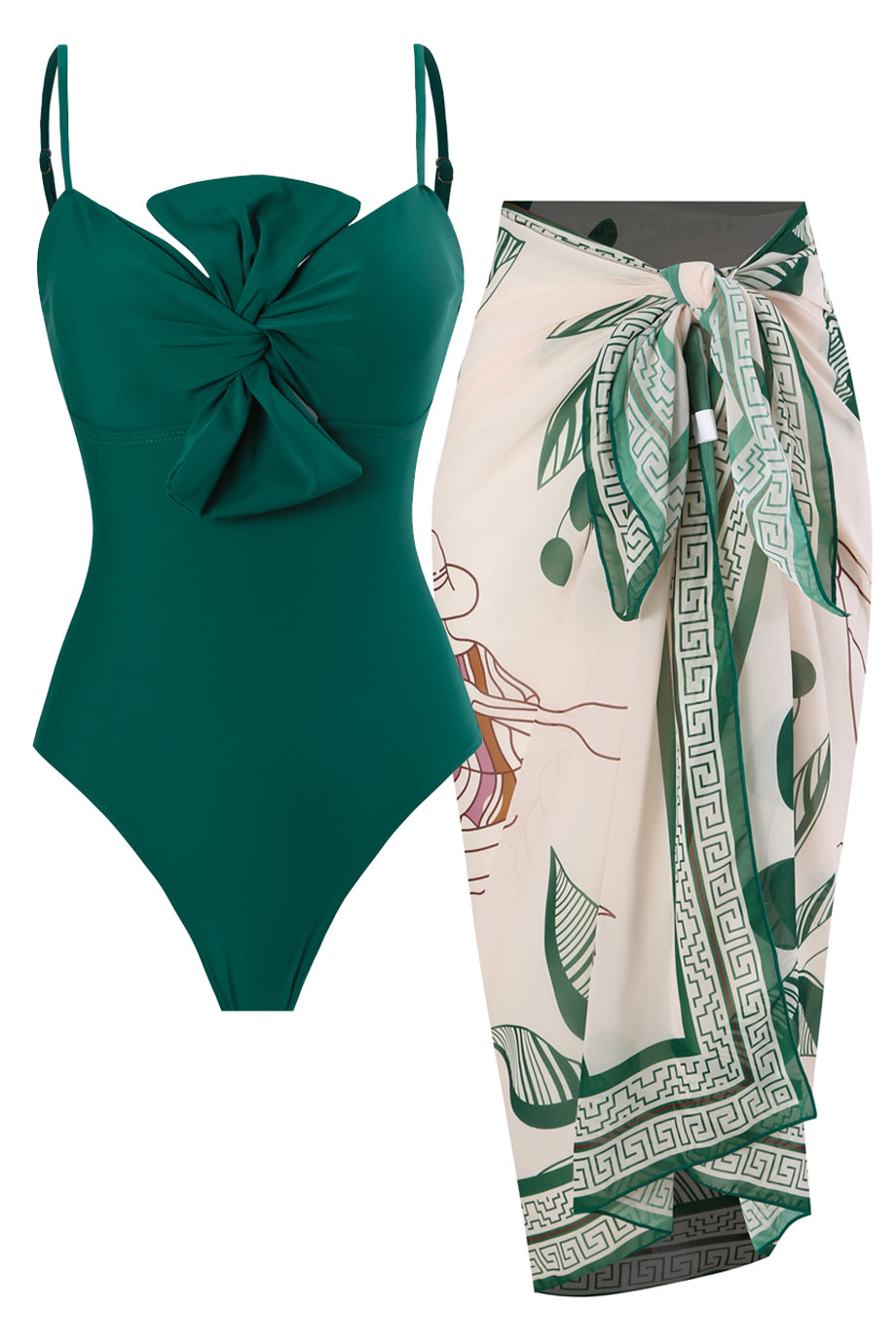 Esmerina Ολόσωμο Μαγιό και Παρεό Σετ | Μαγιό - Ολόσωμα - Swimwear One Piece | Esmerina Dots One-Piece Swimsuit with Matching Sarong