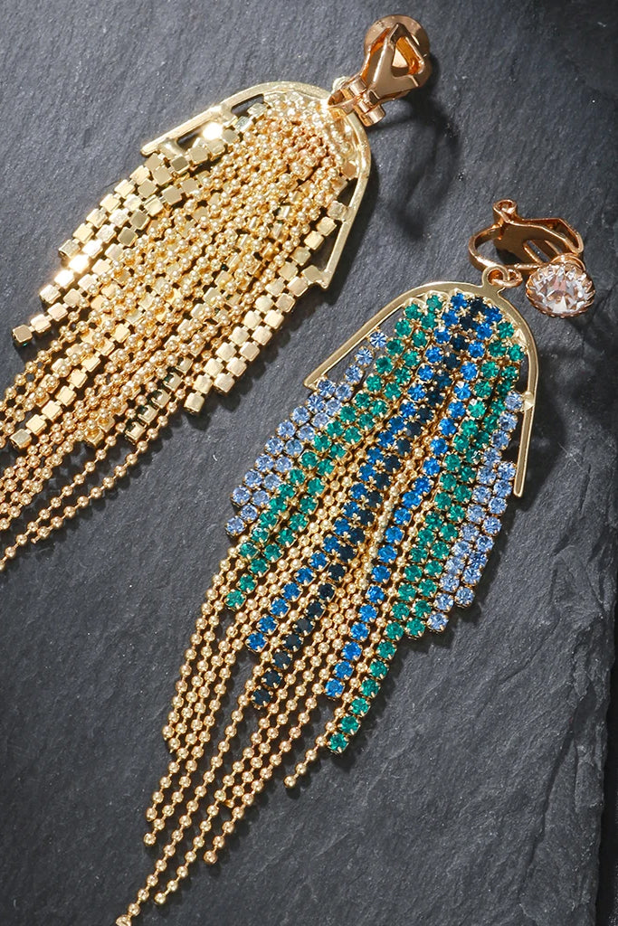 Vittoria Σκουλαρίκια Κλιπ με Κρύσταλλα και Αλυσίδες