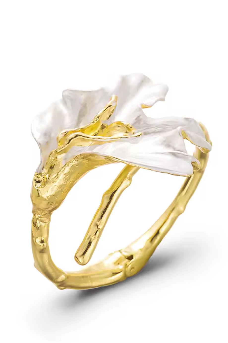 Lilium Χρυσό Βραχιόλι με Λουλούδι | Κοσμήματα - Βραχιόλια - Jewelry Bracelets | Lilium Golden Flower Cuff Bracelet 