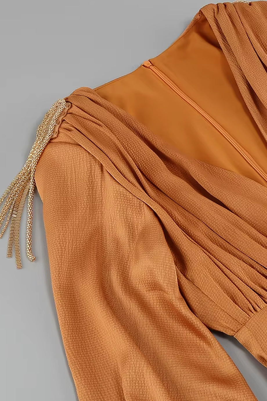 Sermina Καμηλό Σατέν Βραδινό Φόρεμα | Βραδινά Φορέματα - Evening Dresses | Sermina Camel Satin Evening Dress