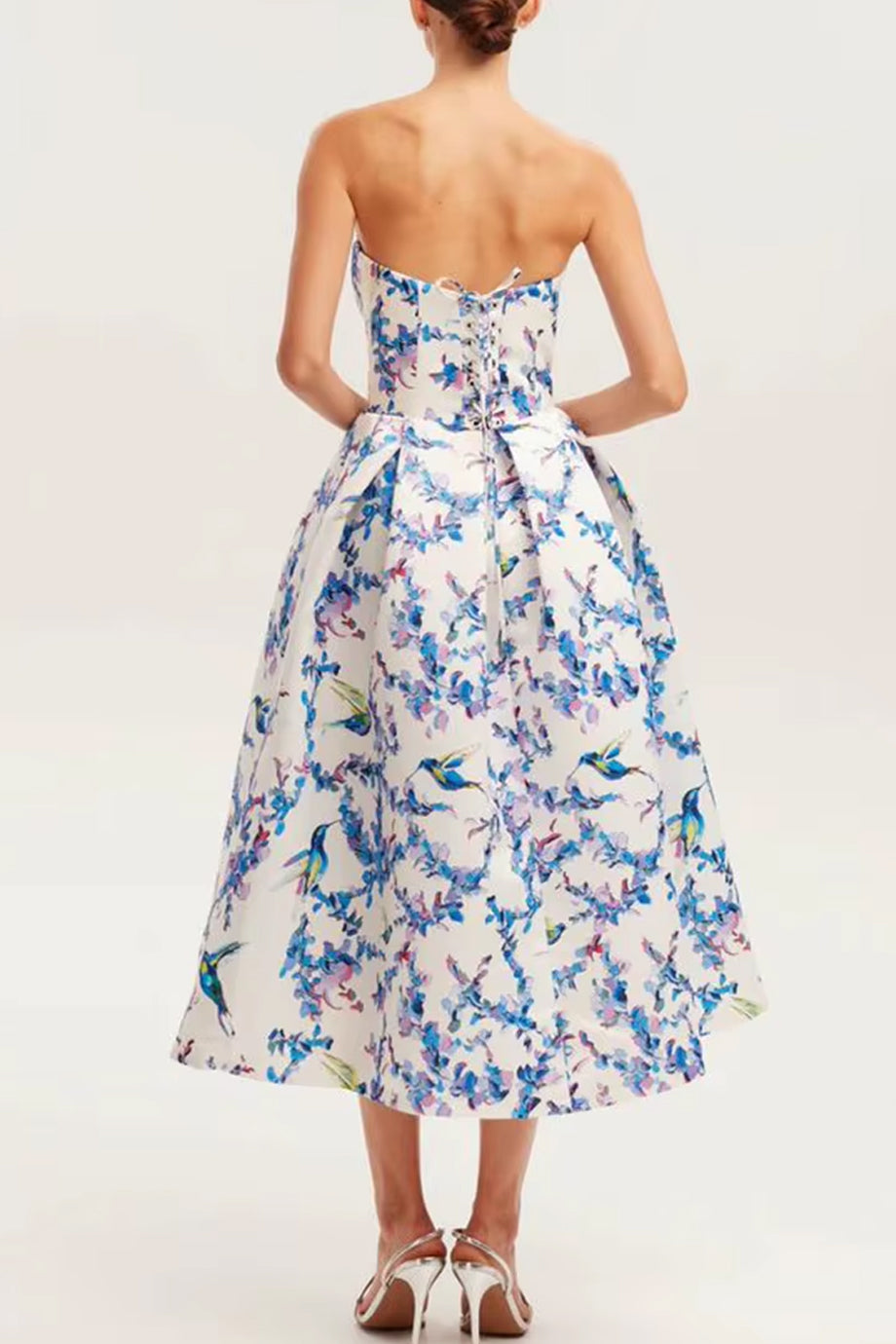 Aurora’s Touch Εμπριμέ Στραπλες Φόρεμα | Βραδινά Φορέματα - Evening Dresses | Aurora’s Touch Floral Strapless Flared Dress