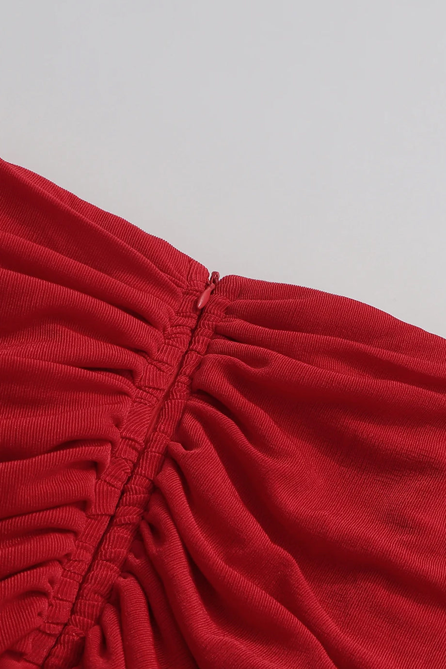 Carmina Κόκκινο Μίντι Φόρεμα με Παρτούς Ώμους | Γυναικεία Φορέματα - Evening dresses| Carmina Red Off-Shoulder Midi Dress