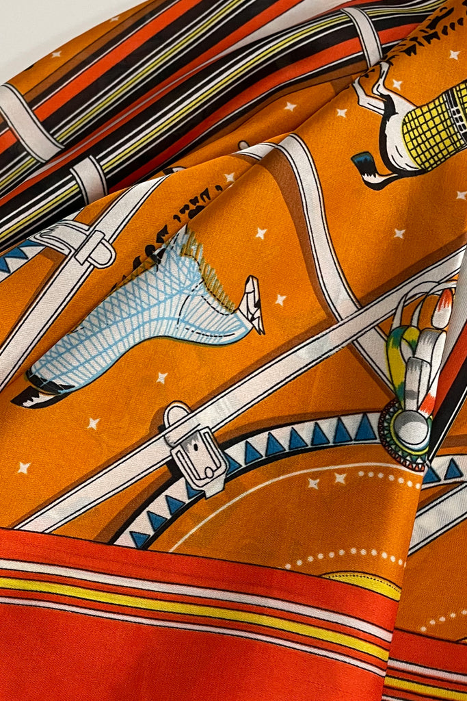 Lesata Πορτοκαλί Πολύχρωμο Φουλάρι με Άλογα