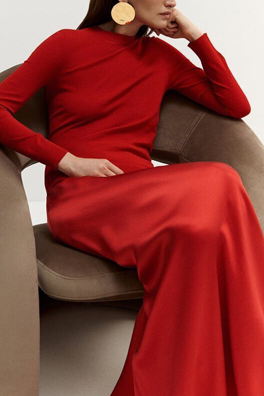 Albin Κόκκινη Σατέν Φούστα