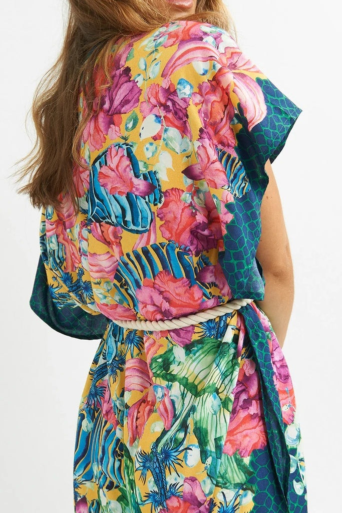 Telina Μπλε Εμπριμέ Κιμονό | Γυναικεία Ρούχα - Beachwear - Loungewear 