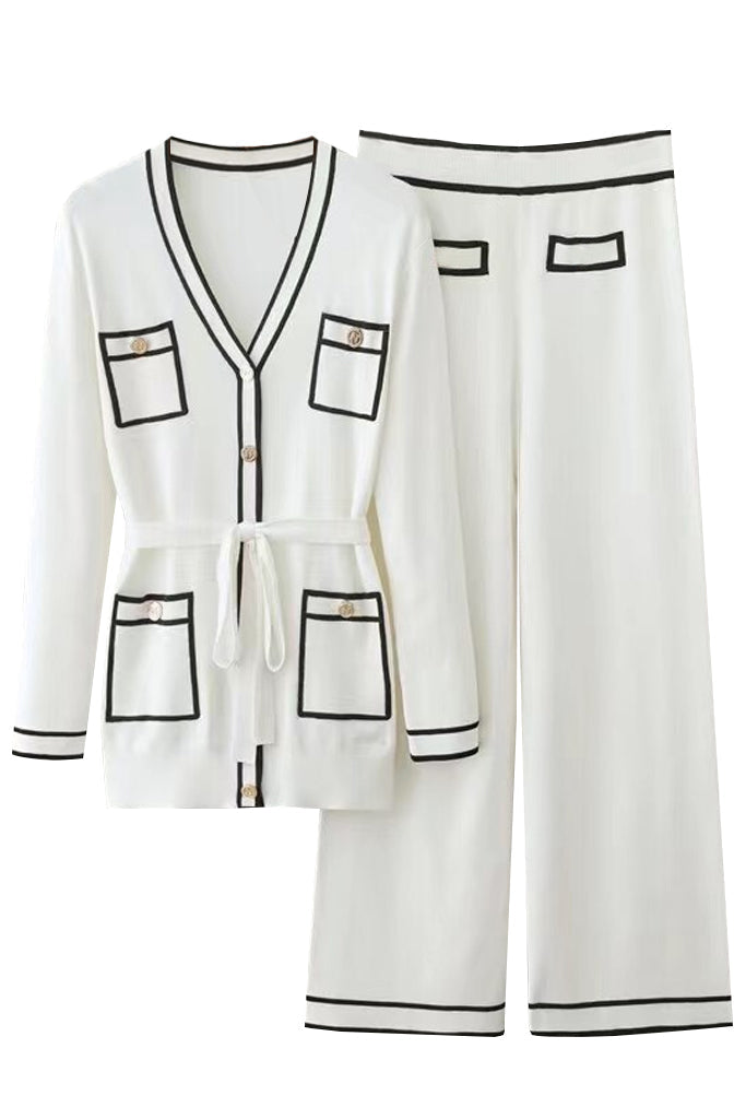 Gusta Μαύρο Πλεκτό Σετ Ζακέτα και Παντελόνι