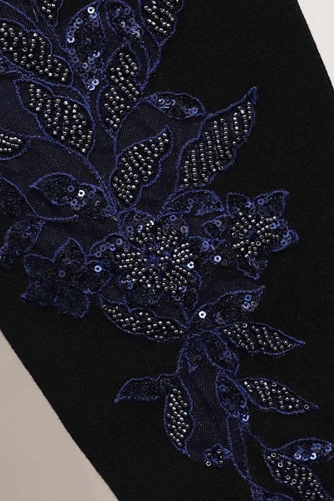 Agnetha Μαύρο Σετ Πουλόβερ και Παντελόνι με Κέντημα