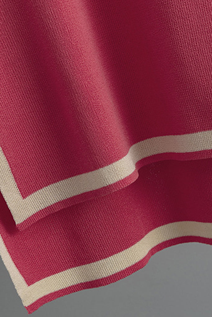 Kotery Ροζ Πλεκτό Σετ Τοπ και Παντελόνι | Γυναικεία Ρούχα - Πλεκτά Σετ - Moncye | Kotery Pink Knitted Set with Top and Pants