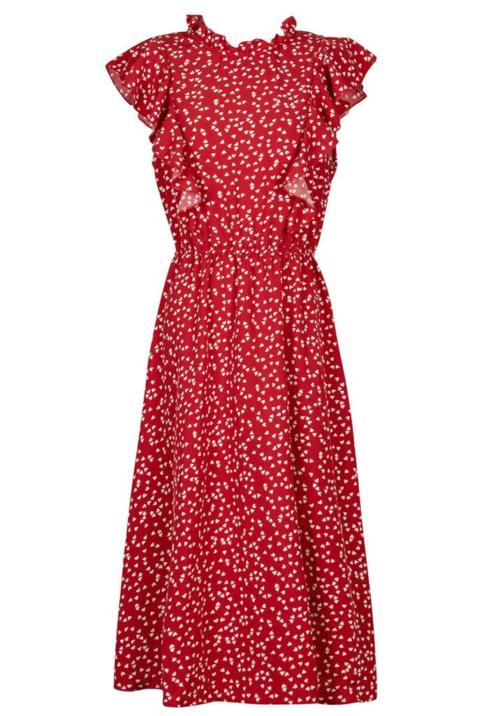 Teegan Κόκκινο Αμάνικο Φόρεμα με Βολάν | Γυναικεία Ρούχα - Φορέματα