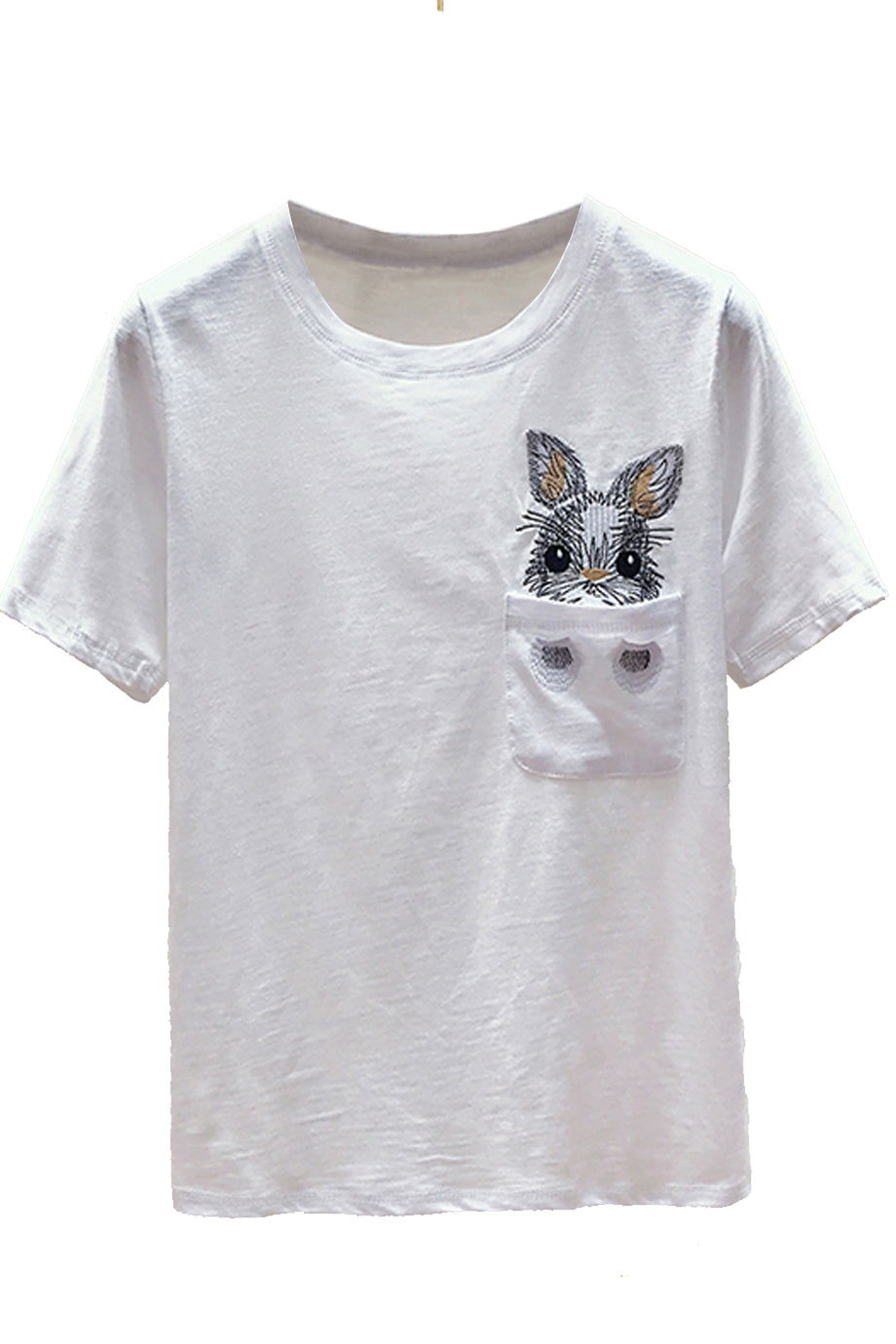 Rabbit Μαύρο Μπλουζάκι με Κέντημα