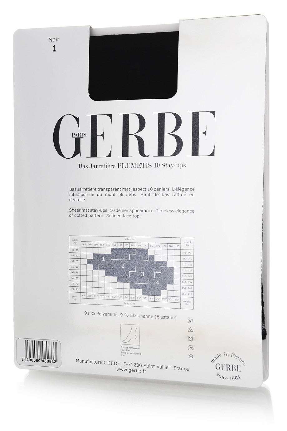 GERBE PLUMETIS 10 Πουά Mαύρες Ψηλές Κάλτσες