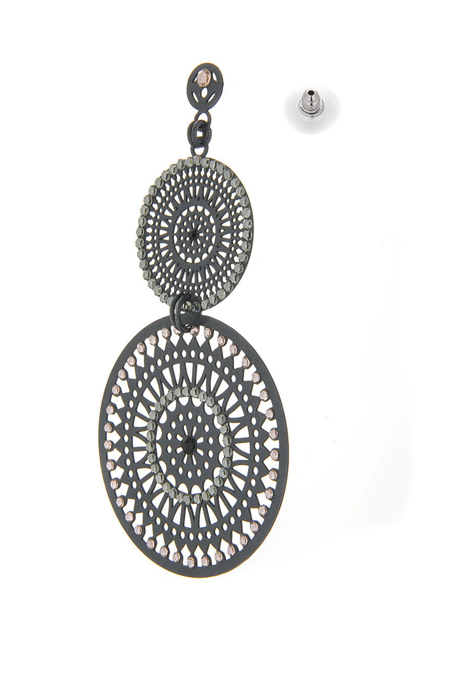 Γκρι Σκουλαρίκια με Κρύσταλλα - Lk Designs | Κοσμήματα