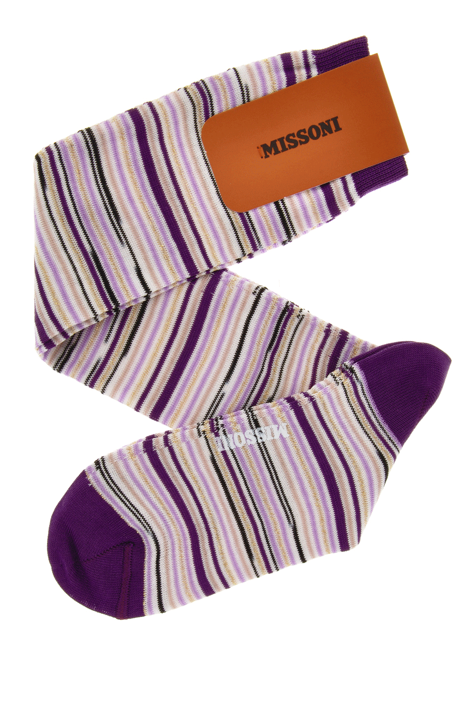 MISSONI GAMBALETTO Λευκά Καλτσάκια με Μοβ Ρίγες