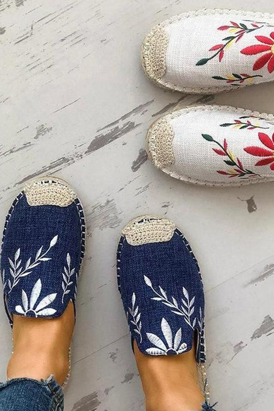 Carlotta Μπλε Εσπαντρίγιες με Κέντημα  | Γυναικεία Παπούτσια - Εσπαντρίγιες 