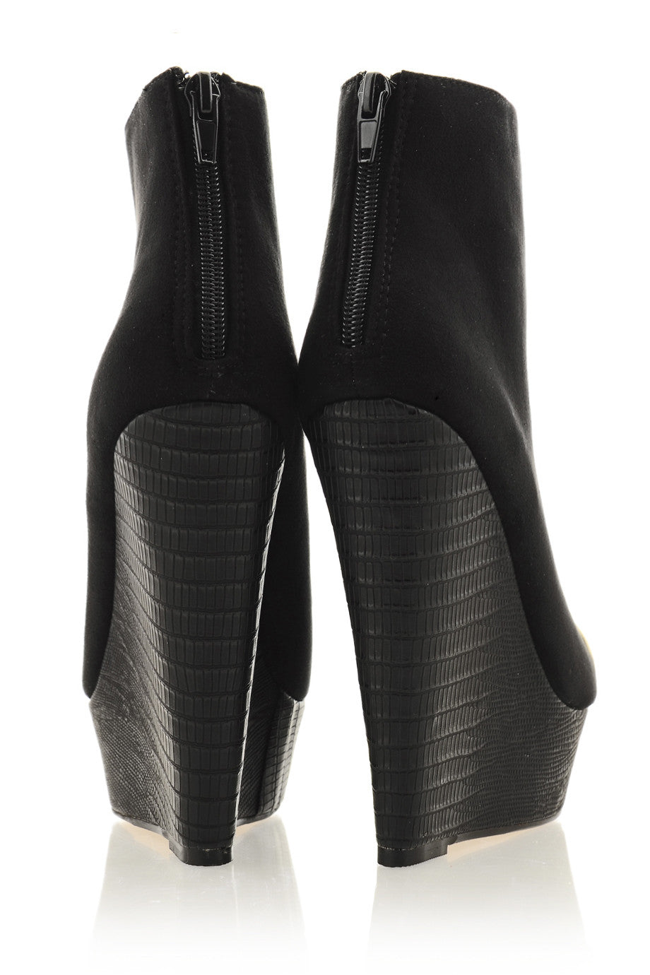 Μαύρα Σουέντ Μποτάκια Πλατφόρμες | Γυναικεία Παπούτσια