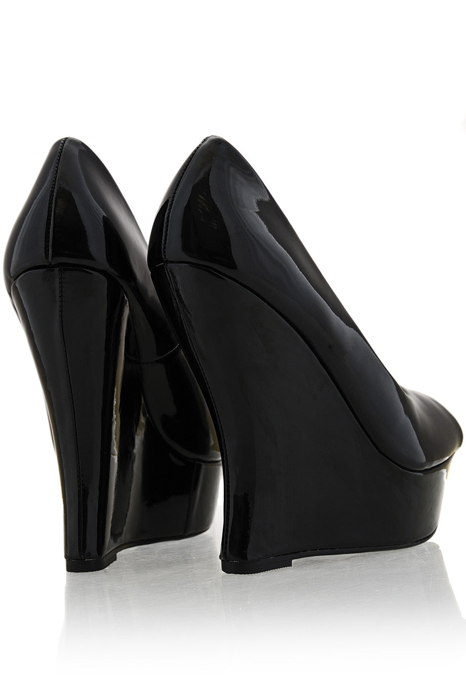 Μαύρες Λουστρίνι Πλατφόρμες Peep Toe | Γυναικεία Παπούτσια